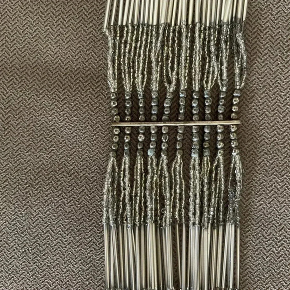 Beaded boho grey thick belt ties at back main image 4